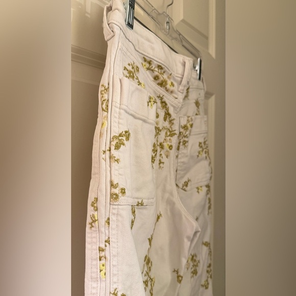 Pilcro Heritage Curve Mid-Rise Tapered Barrel Jeans, White Embroidered, 25 - Picture 10 of 15